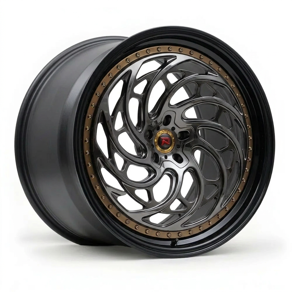 RZR XXVIII forged wheel — Smoked Chrome / Gloss Black