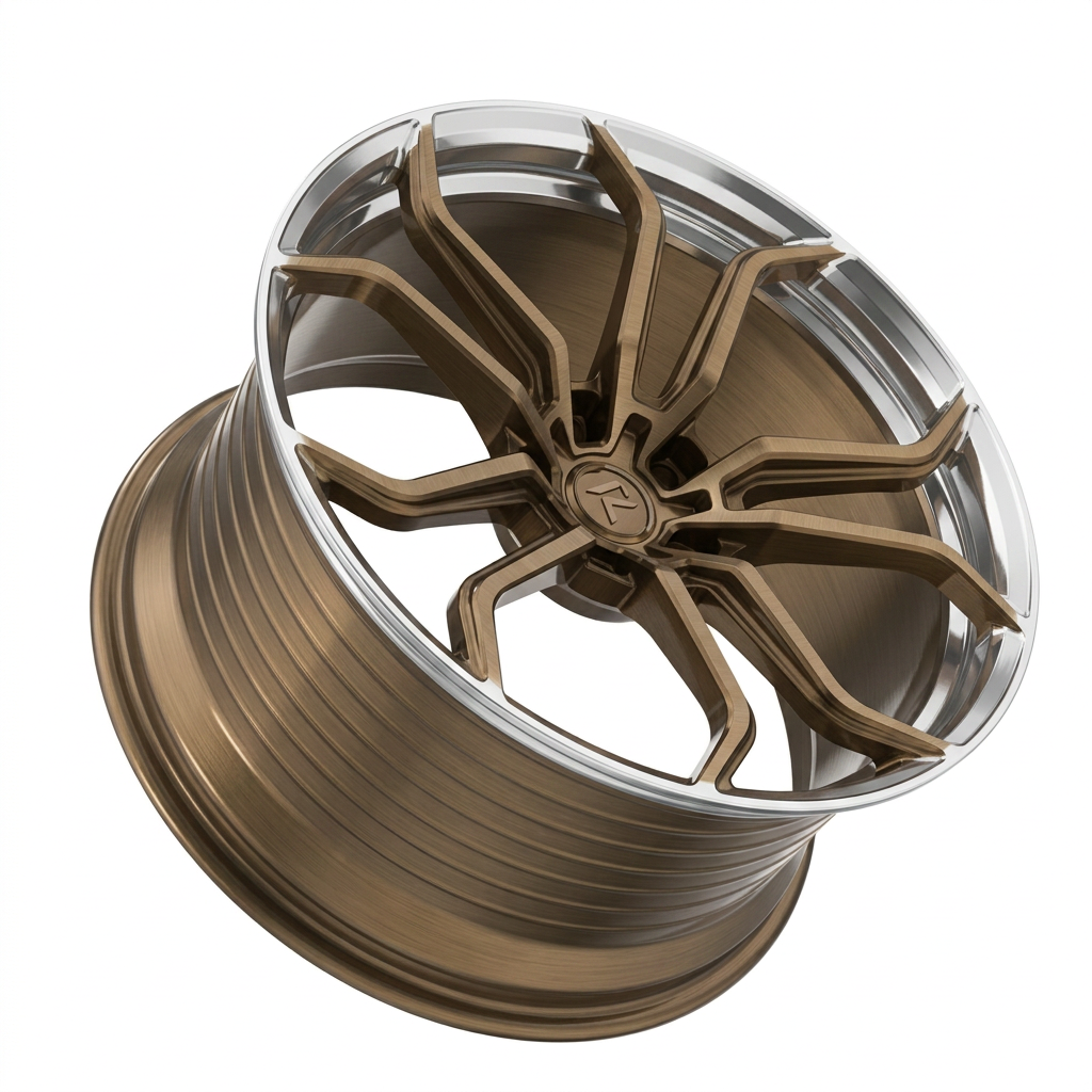 RZR LXXVII forged wheel — Brushed Bronze / Polished Lip