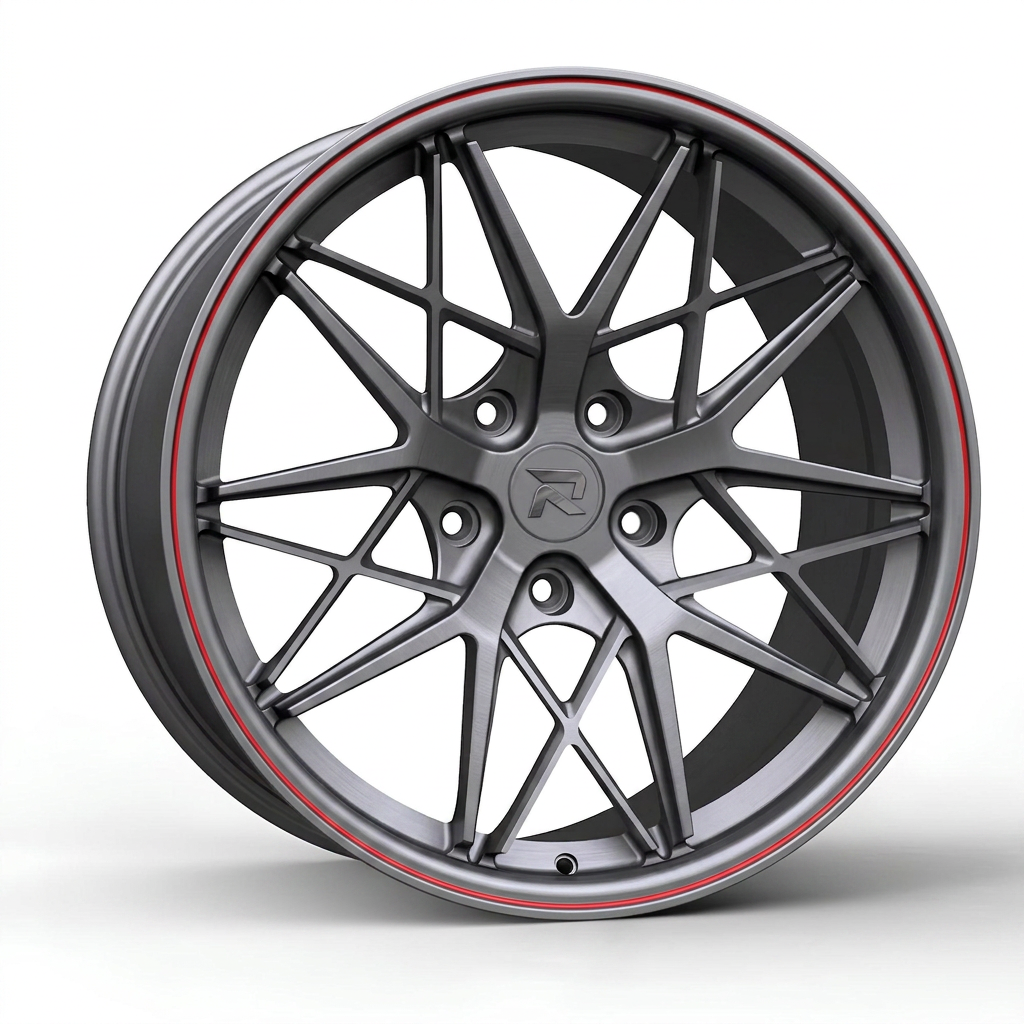 RZR CLXXIII forged wheel — Gunmetal / Red Pinstripe