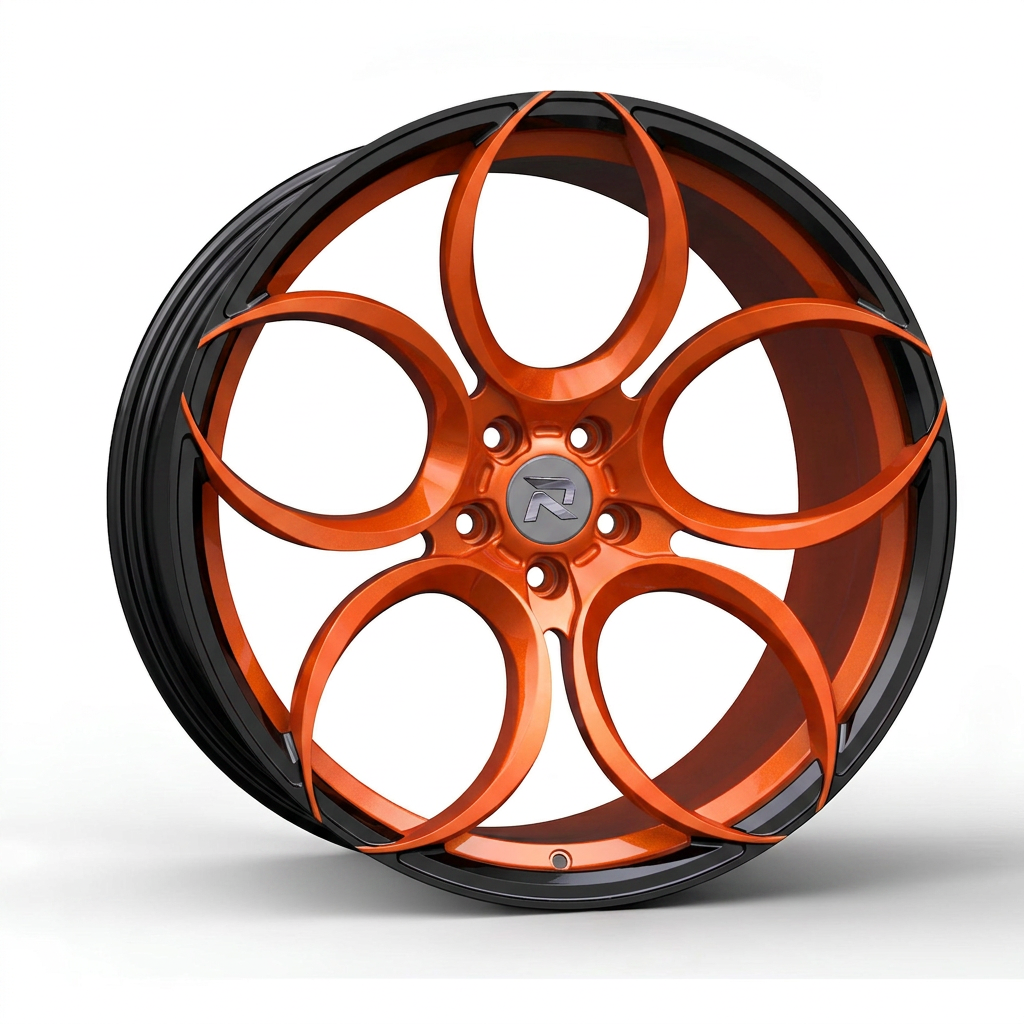 RZR CLXXXIX forged wheel — Candy Orange / Gloss Black Lip