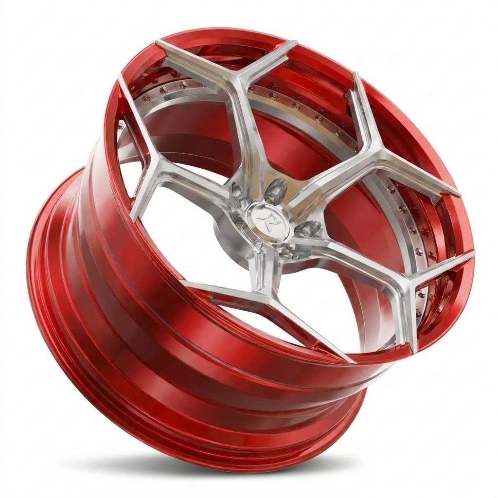 RZR VI custom forged wheel in Candy Red / Polished Face