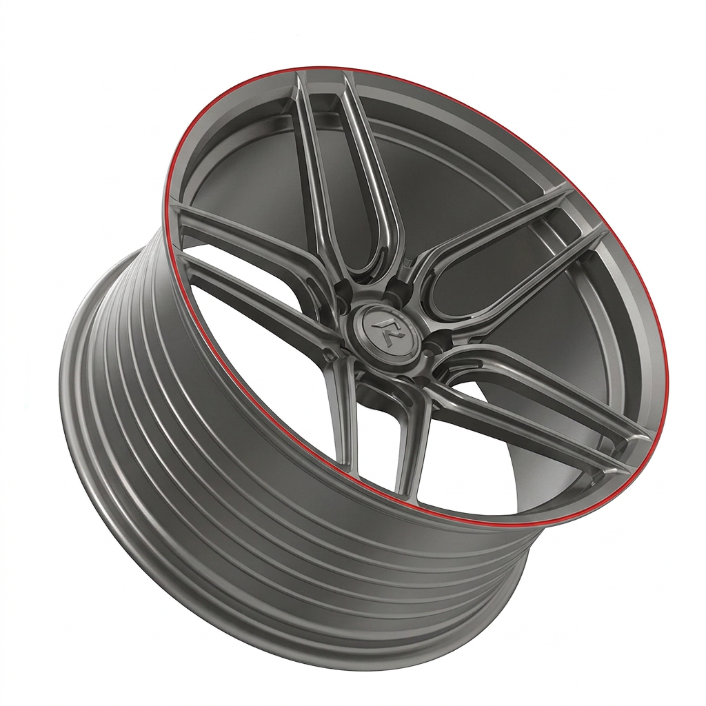 RZR XCI forged wheel — Gunmetal / Red Pinstripe