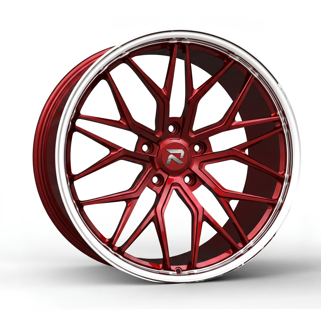 RZR CXXXI forged wheel — Candy Red / Polished Lip