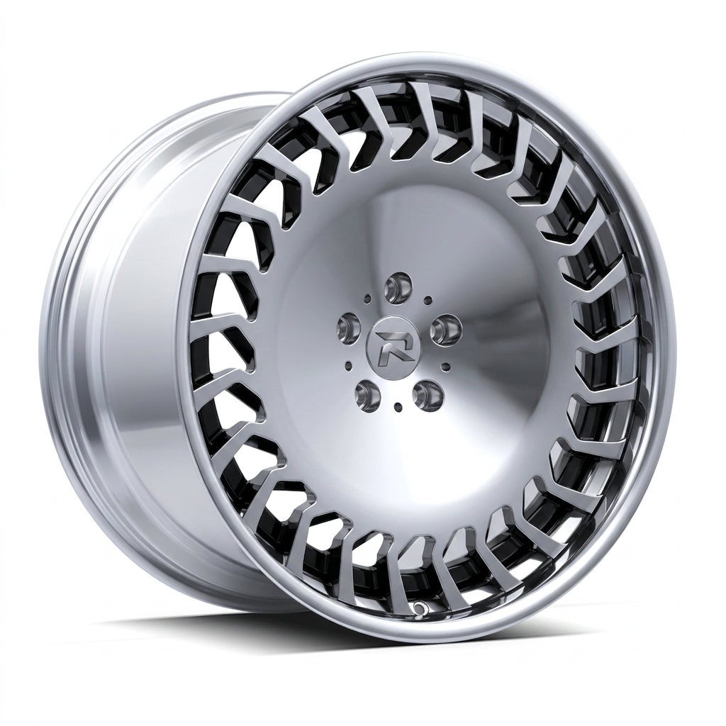RZR CX forged wheel — Liquid Silver Chrome / Black Accents
