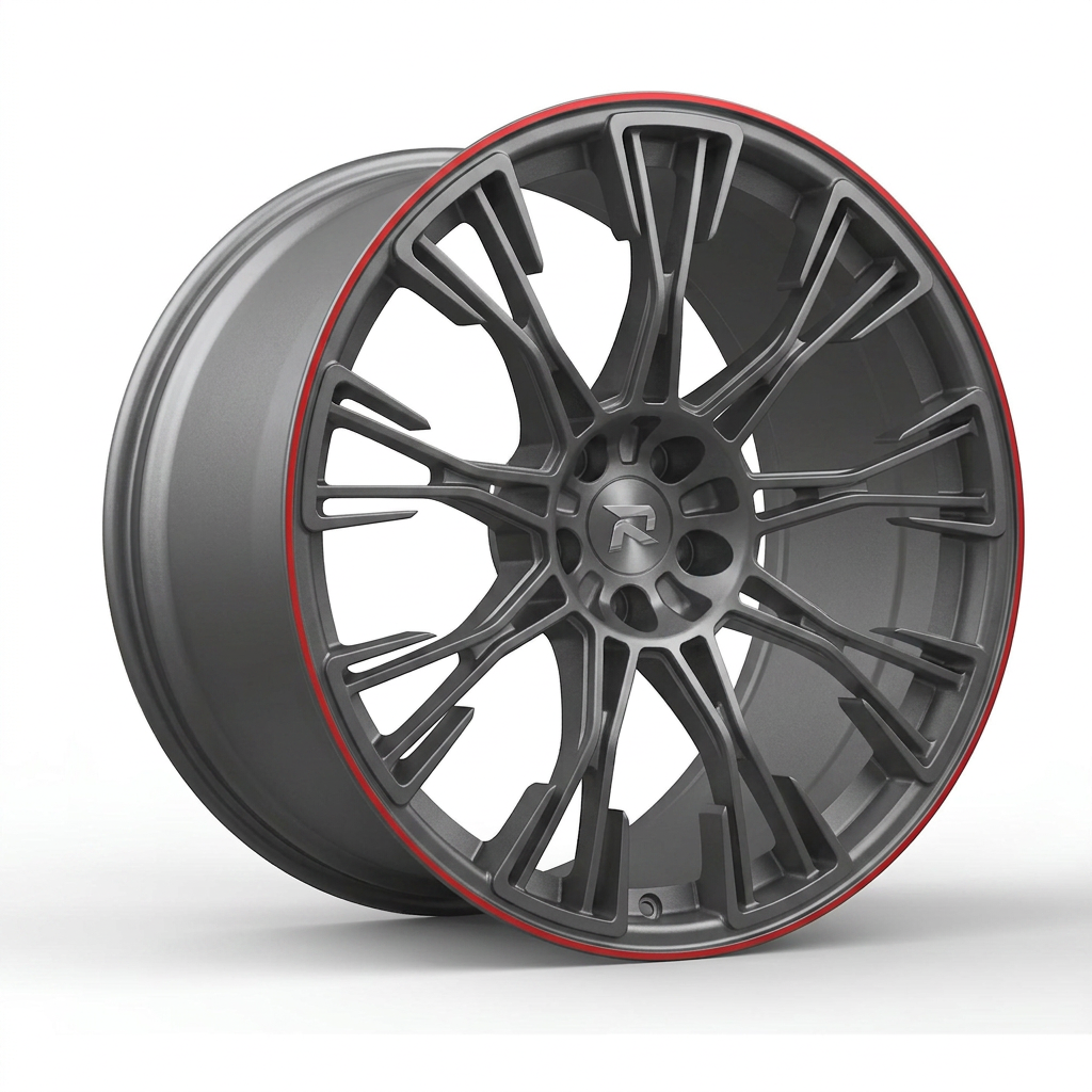 RZR CLXXX forged wheel — Gunmetal / Red Pinstripe