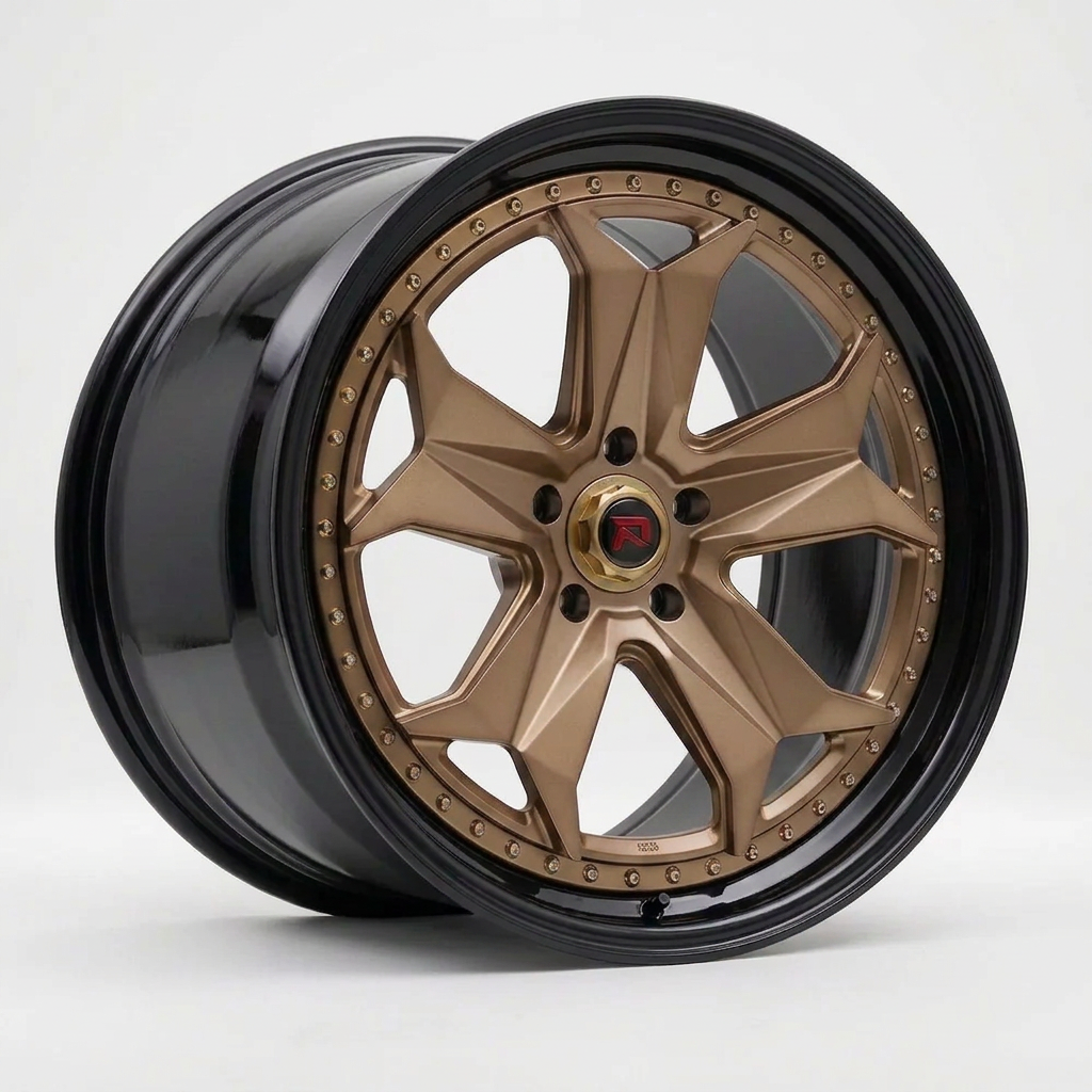 RZR XXXIV forged wheel — Satin Bronze / Gloss Black Lip
