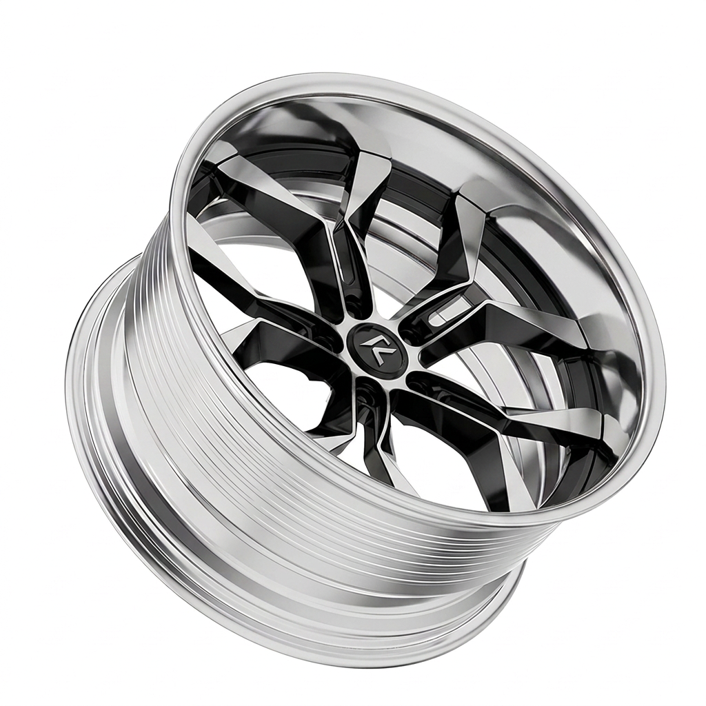 RZR LIX forged wheel — Liquid Silver Chrome / Black Accents