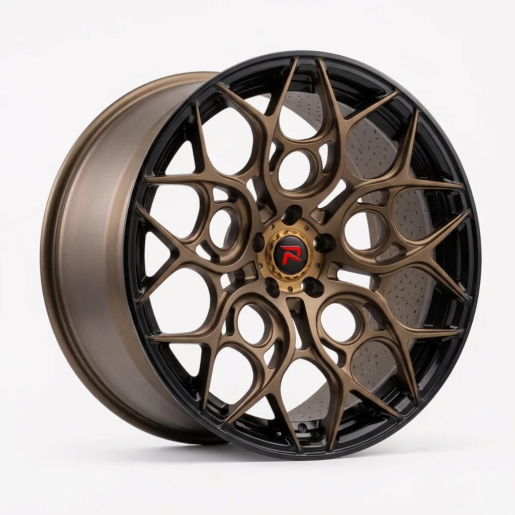RZR XXXVI forged wheel — Satin Bronze / Gloss Black Lip