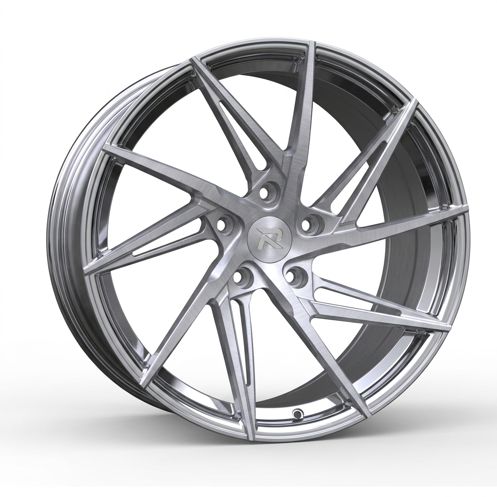 RZR CXII forged wheel — Brushed Silver / Polished Lip