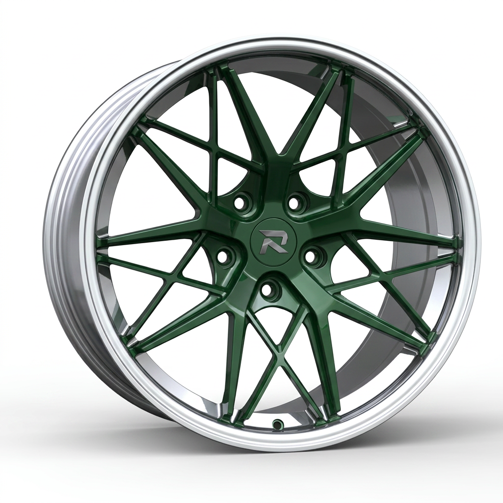 RZR CLXXIII forged wheel — British Racing Green / Polished Lip