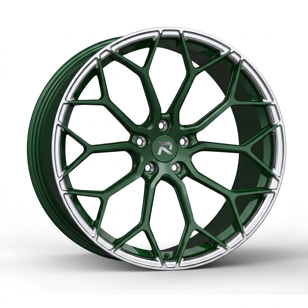 RZR CLXXXVIII forged wheel — British Racing Green / Polished Lip