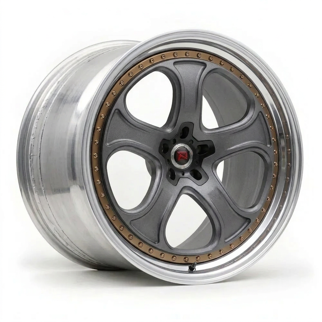 RZR XXVI forged wheel — Frozen Grey Matte / Polished Lip