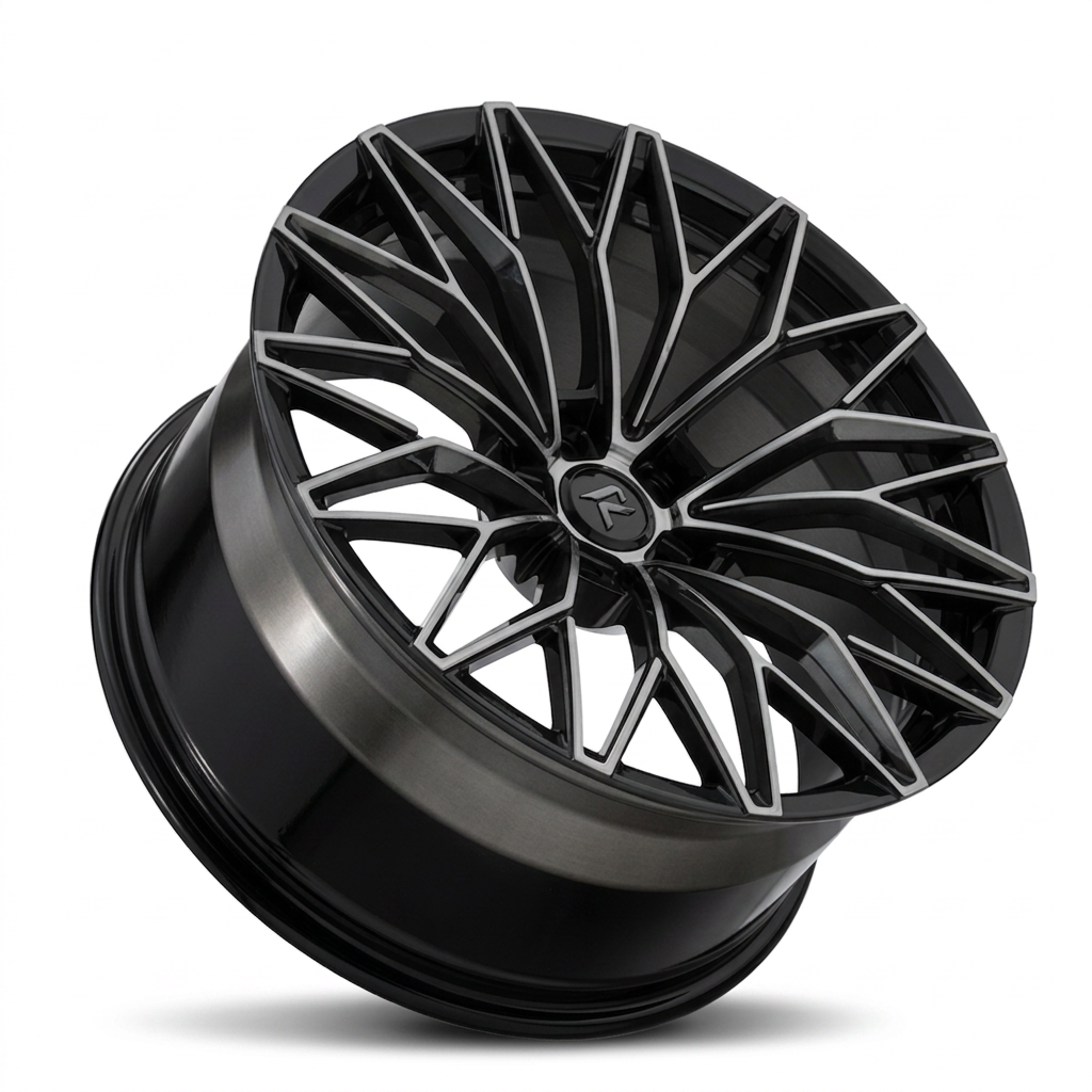 RZR LXXIX forged wheel — Smoked Chrome / Gloss Black