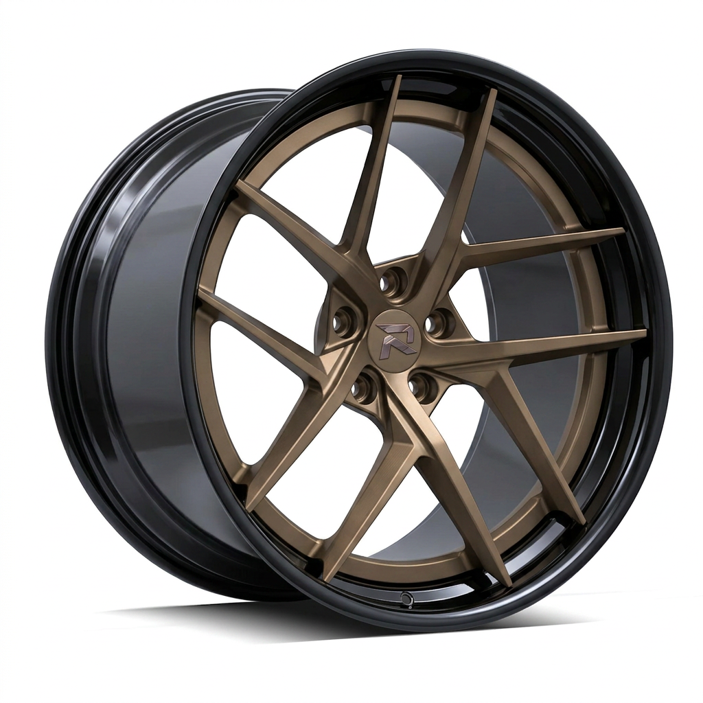 RZR CVII forged wheel — Satin Bronze / Gloss Black Lip