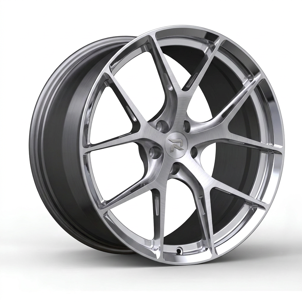 RZR CCI forged wheel — Brushed Silver / Polished Lip