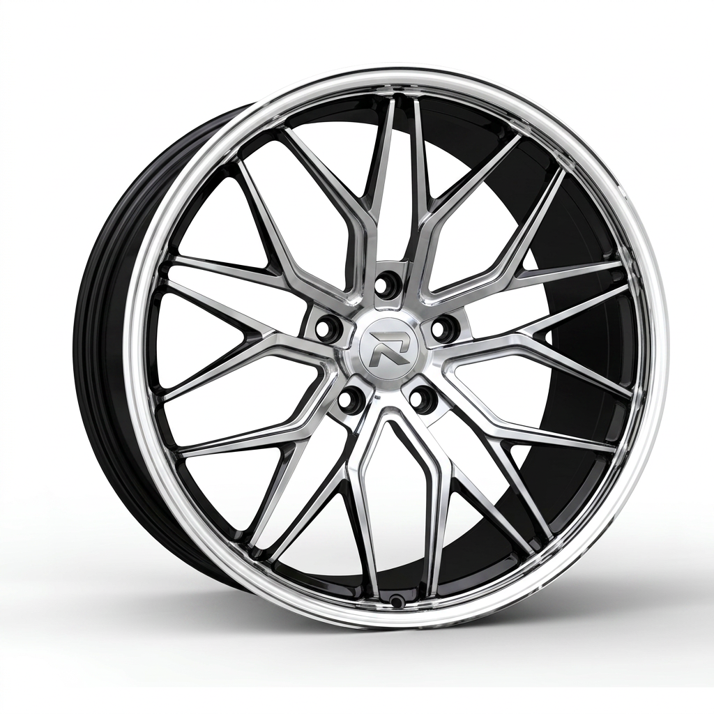 RZR CXXXI forged wheel — Liquid Silver Chrome / Black Accents
