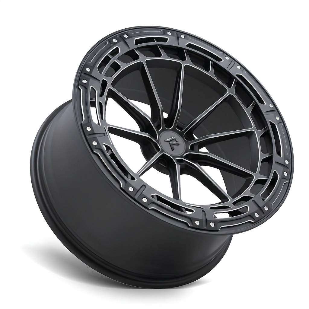 RZR LXX forged wheel — Matte Black / Milled Edges