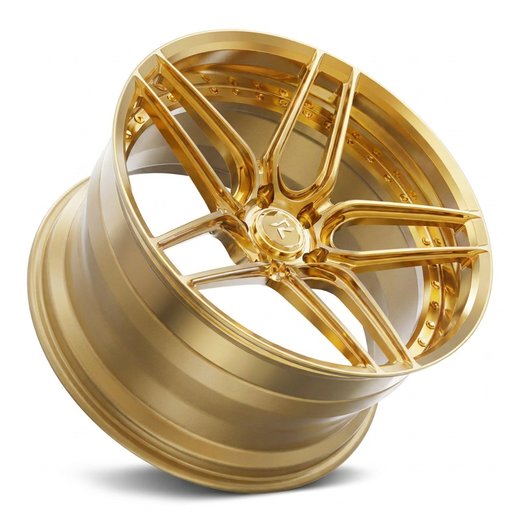 RZR IV forged wheel — Polished Gold Face / Satin Gold Barrel