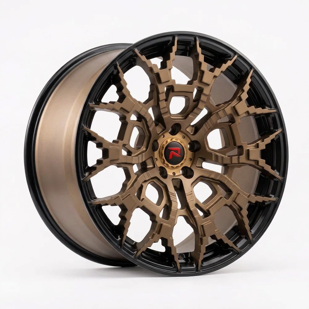 RZR XLIX forged wheel — Satin Bronze / Gloss Black Lip