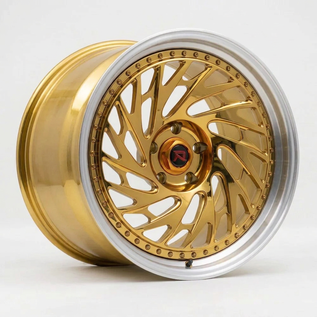 RZR LVI forged wheel — Gloss Gold / Machined Lip