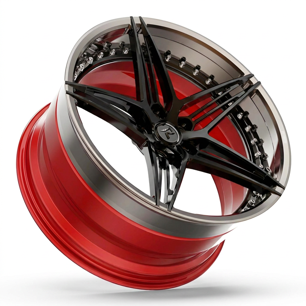 RZR VII forged wheel — Gloss Black Face / Gloss Red Barrel