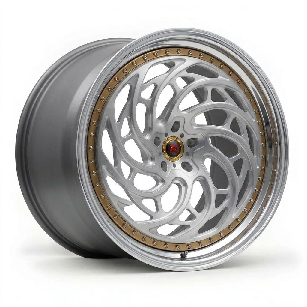 RZR XXVIII forged wheel — Brushed Silver / Polished Lip