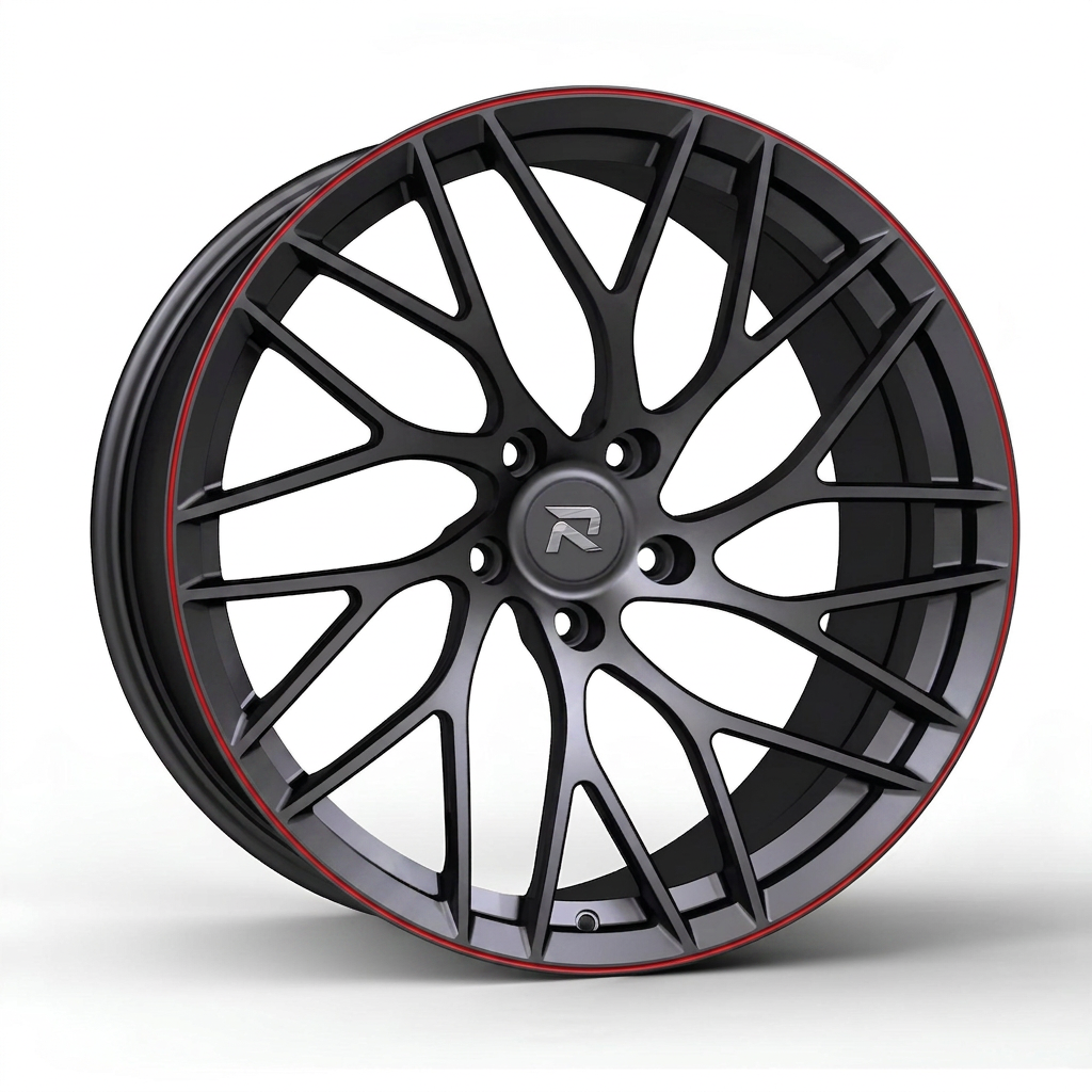 RZR CXIV forged wheel — Gunmetal / Red Pinstripe