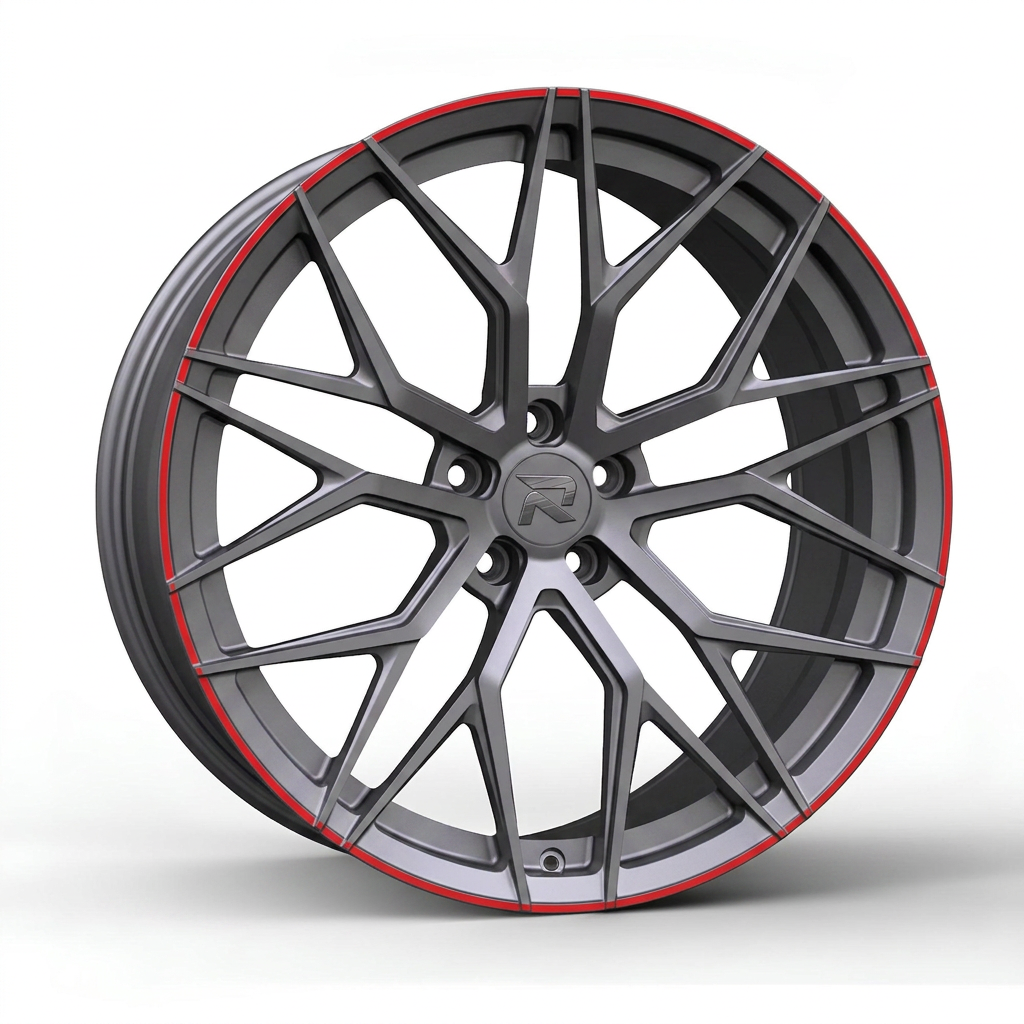 RZR CXXIX forged wheel — Gunmetal / Red Pinstripe