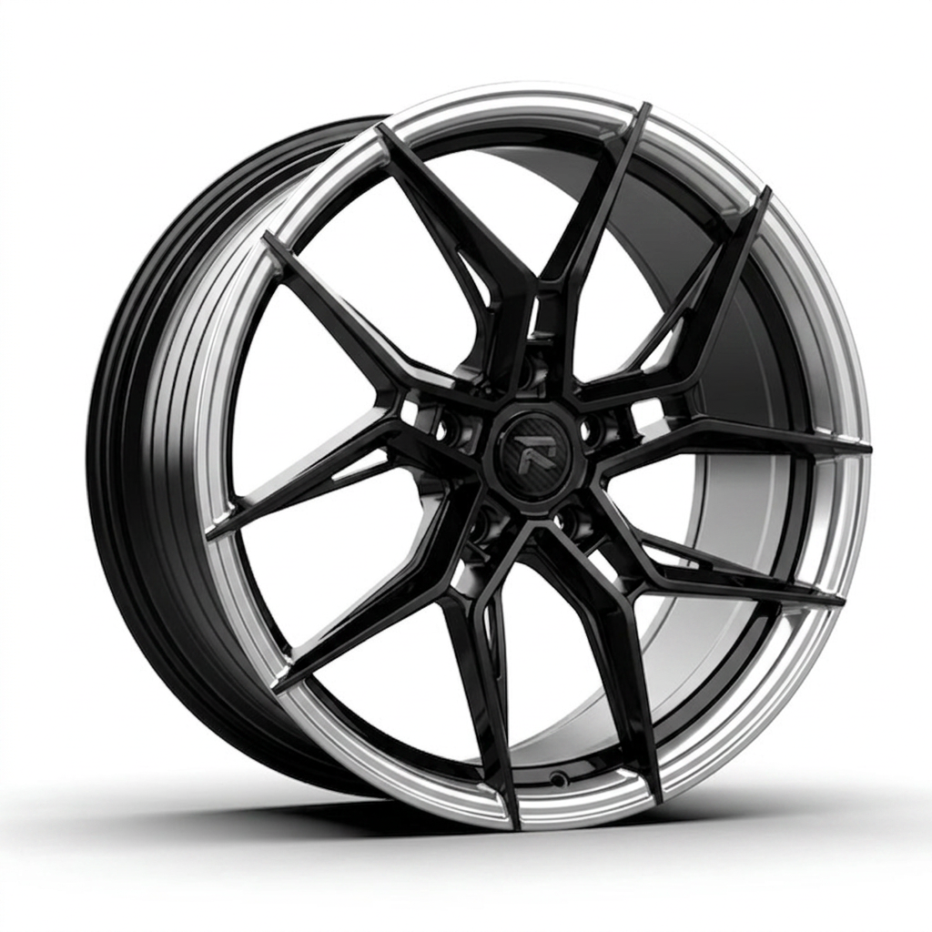 RZR CXXII forged wheel — Gloss Black / Polished Lip
