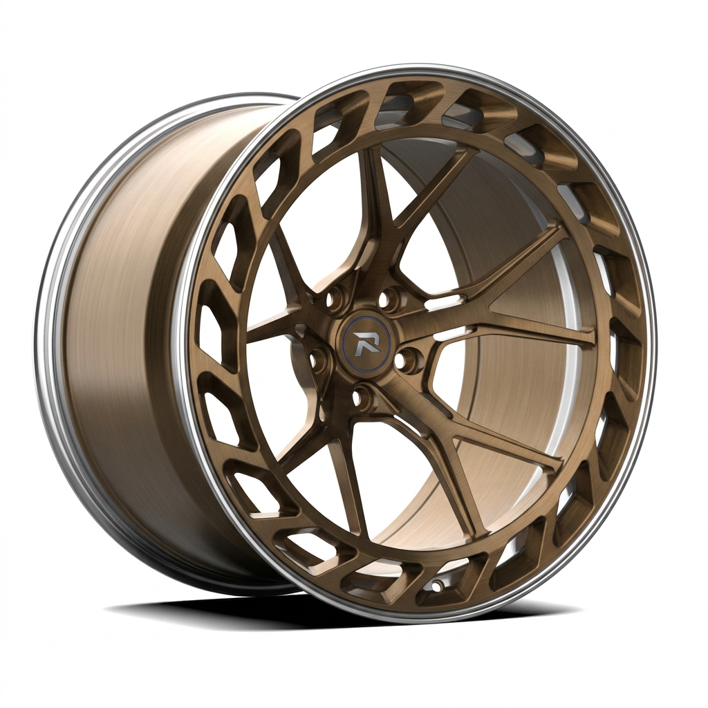 RZR CLXXXV forged wheel — Brushed Bronze / Polished Lip