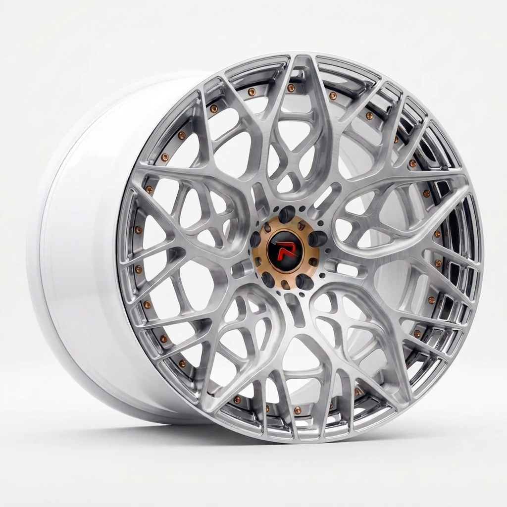RZR LV forged wheel — Brushed Silver / Polished Lip