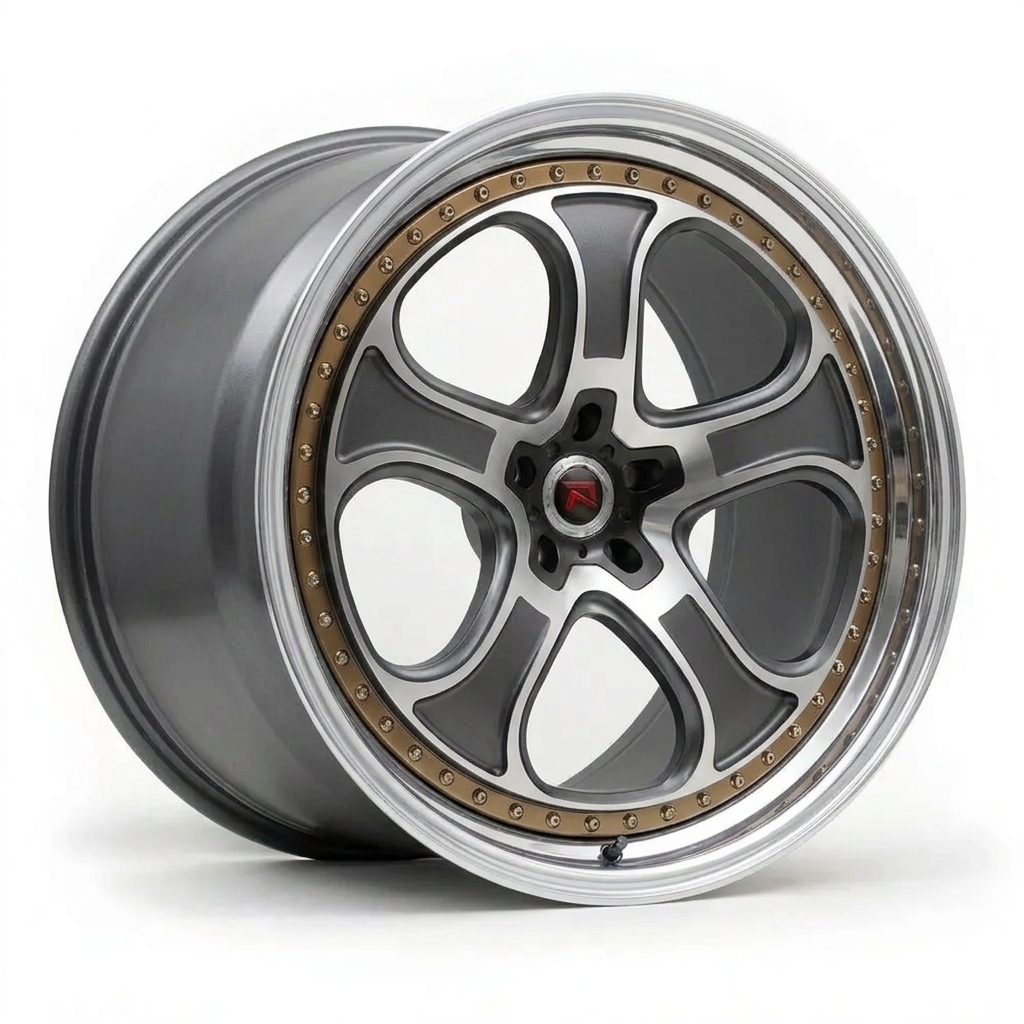 RZR XXVI forged wheel — Graphite Machined / Polished Lip