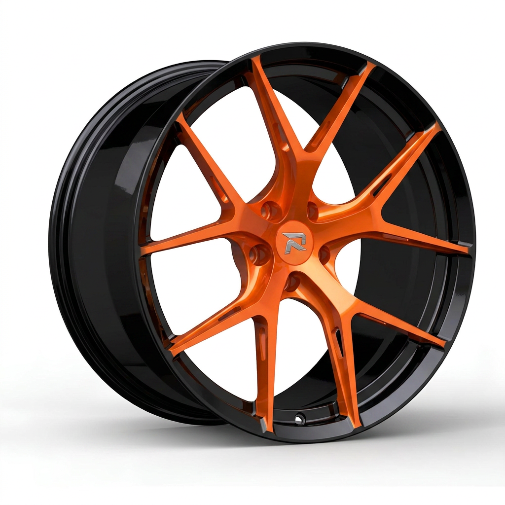 RZR CCI forged wheel — Candy Orange / Gloss Black Lip