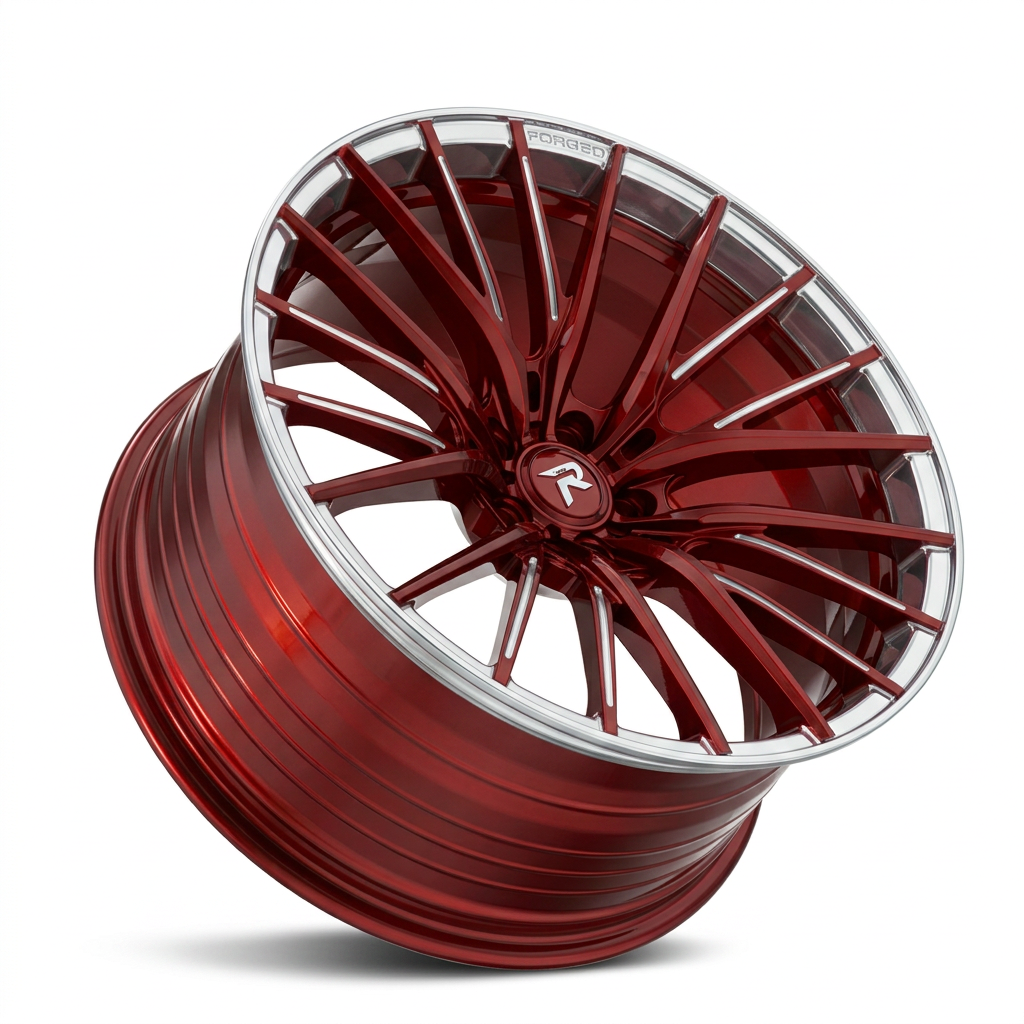 RZR LXXVI forged wheel — Candy Red / Polished Lip
