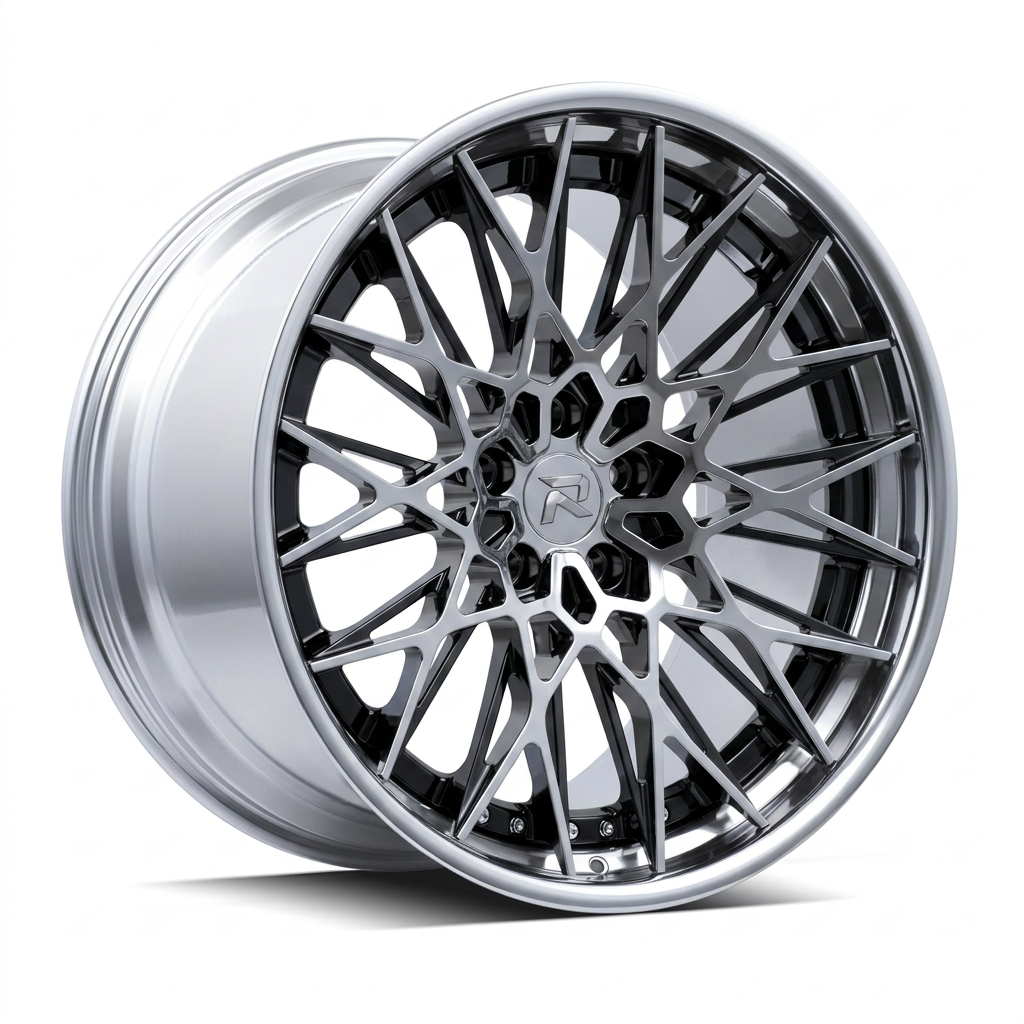 RZR CI forged wheel — Liquid Silver Chrome / Black Accents