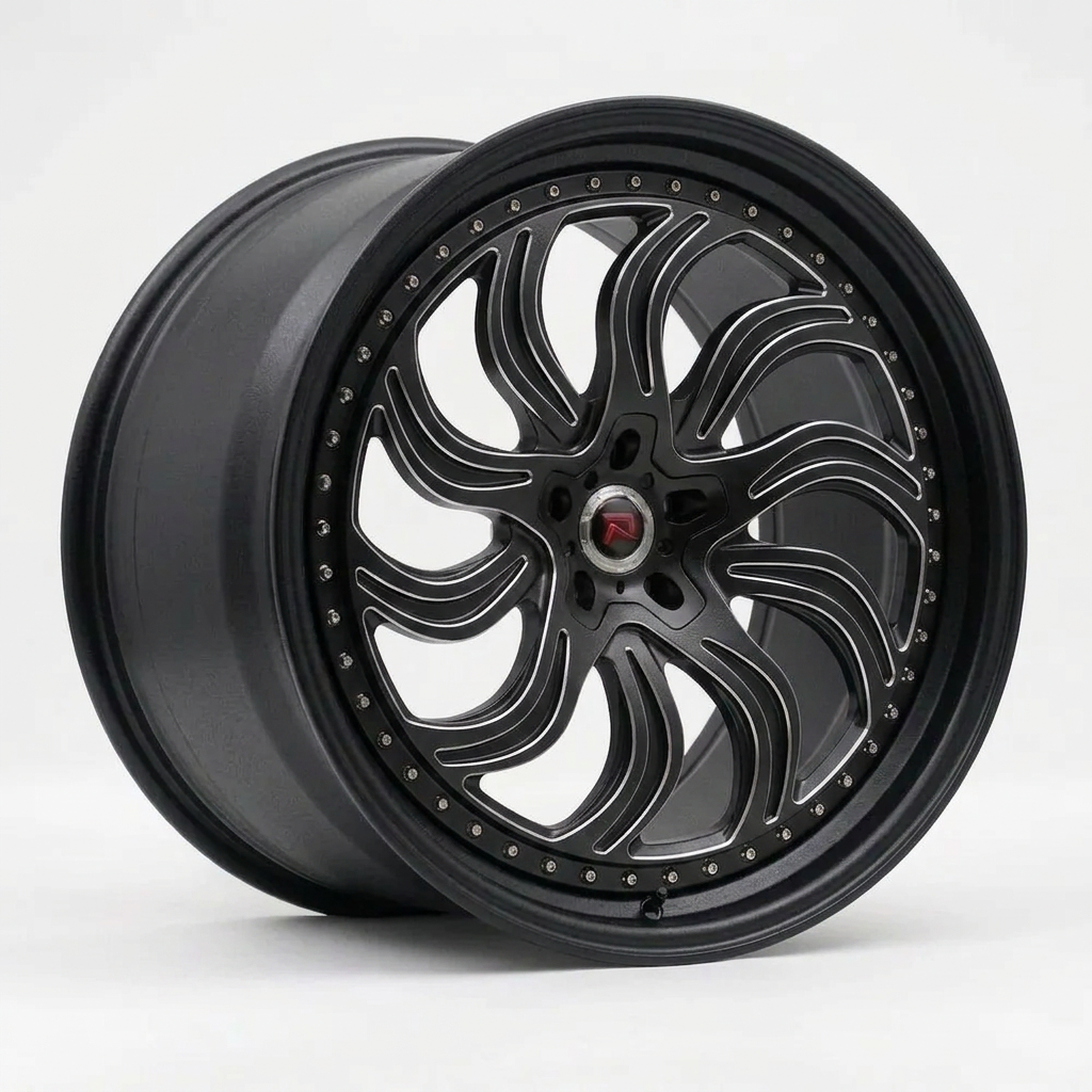 RZR XXXIII forged wheel — Matte Black / Milled Edges