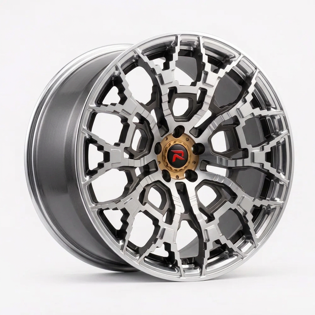 RZR XLIX forged wheel — Graphite Machined / Polished Lip