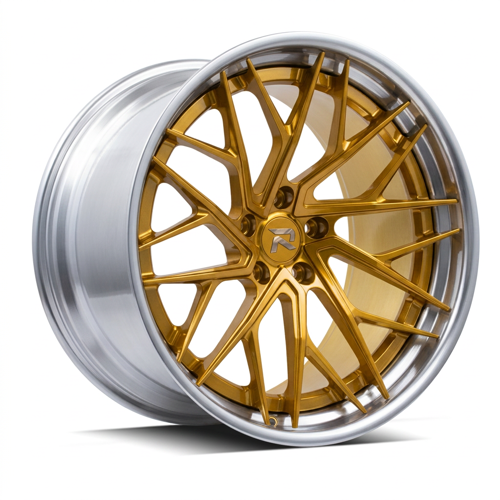 RZR XCIII forged wheel — Gloss Gold / Machined Lip