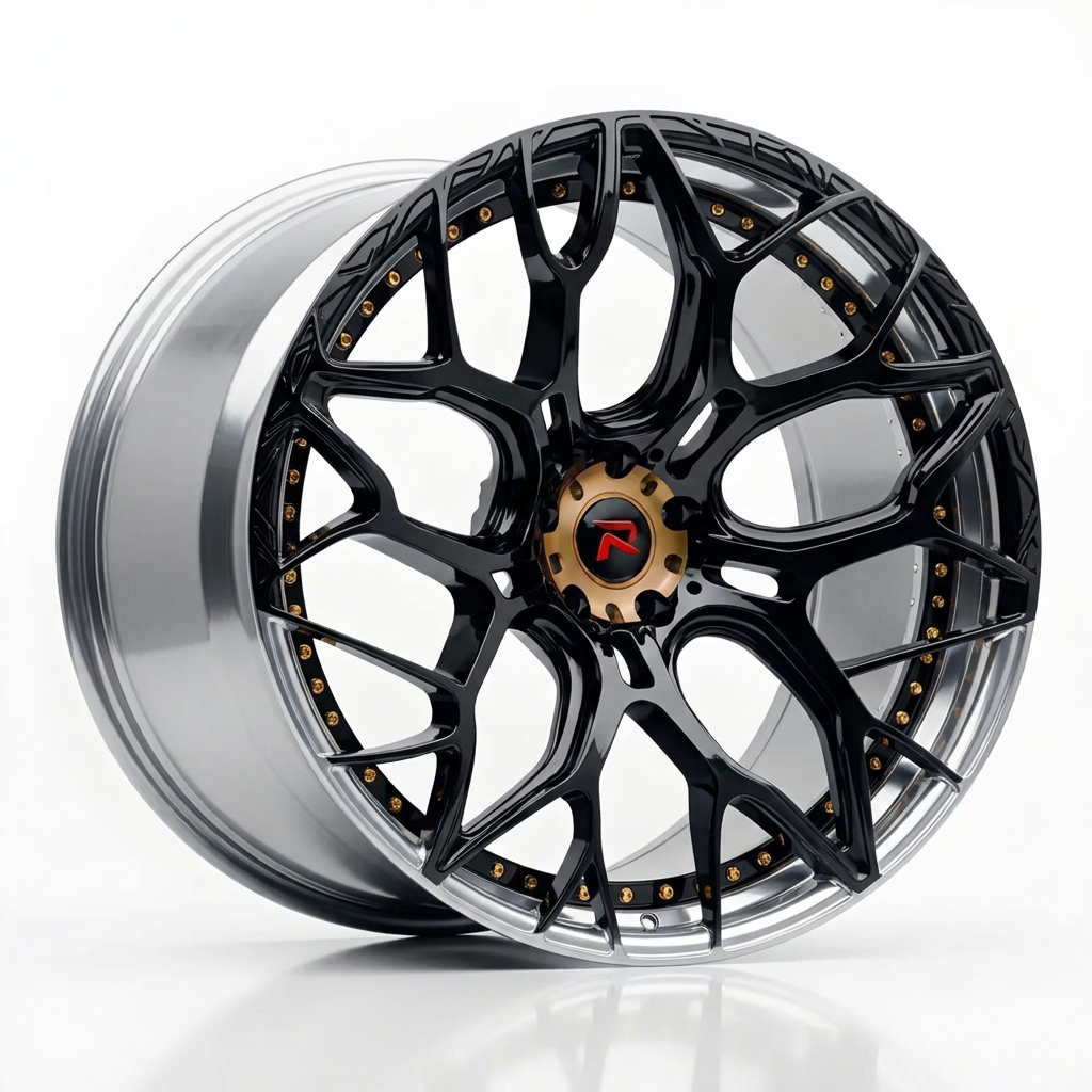 RZR XVII forged wheel — Gloss Black / Polished Lip