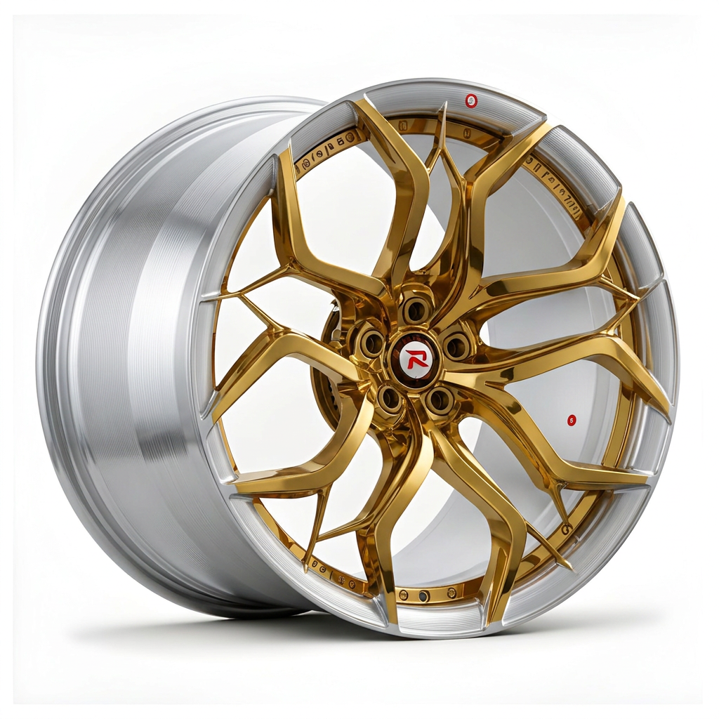 RZR XVIII forged wheel — Gloss Gold / Machined Lip
