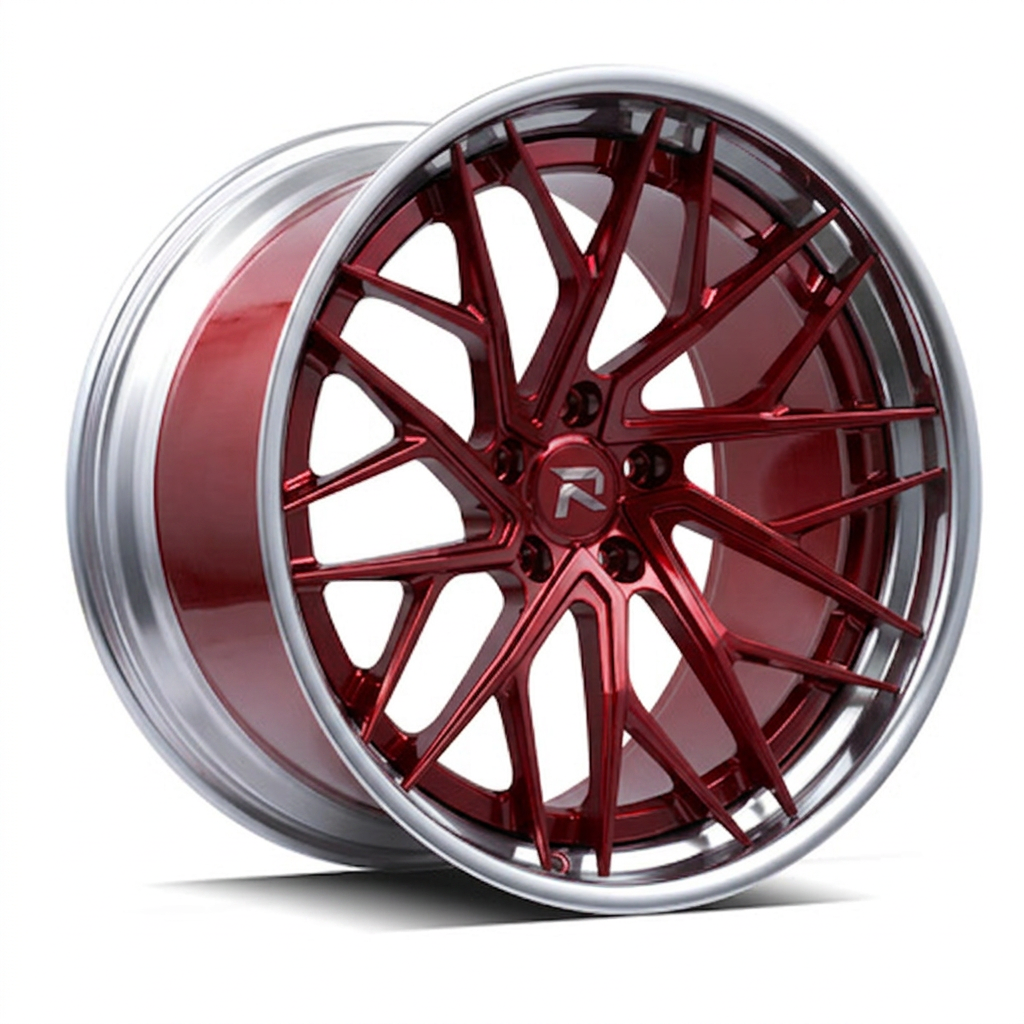 RZR XCIII forged wheel — Candy Red / Polished Lip