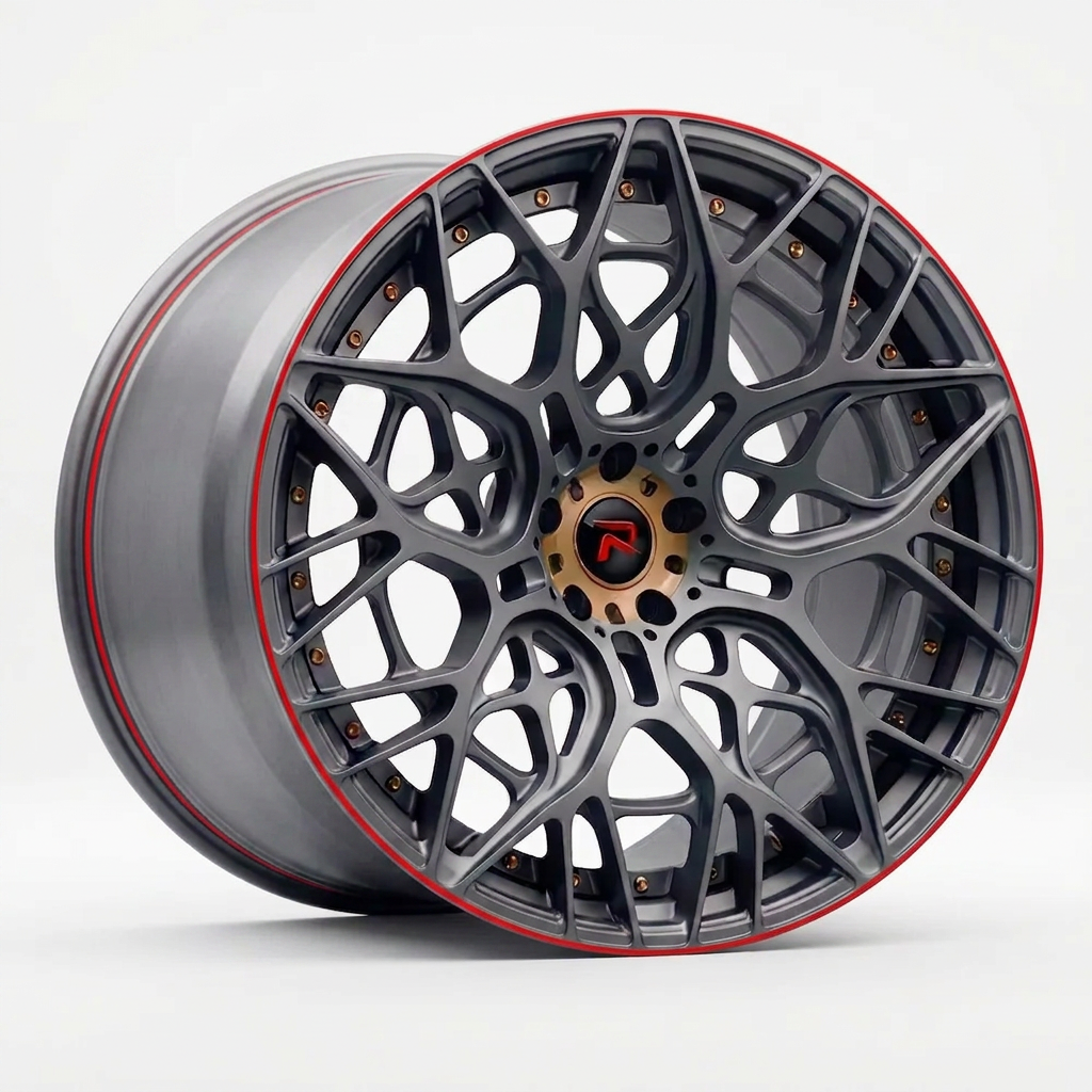 RZR LV forged wheel — Gunmetal / Red Pinstripe