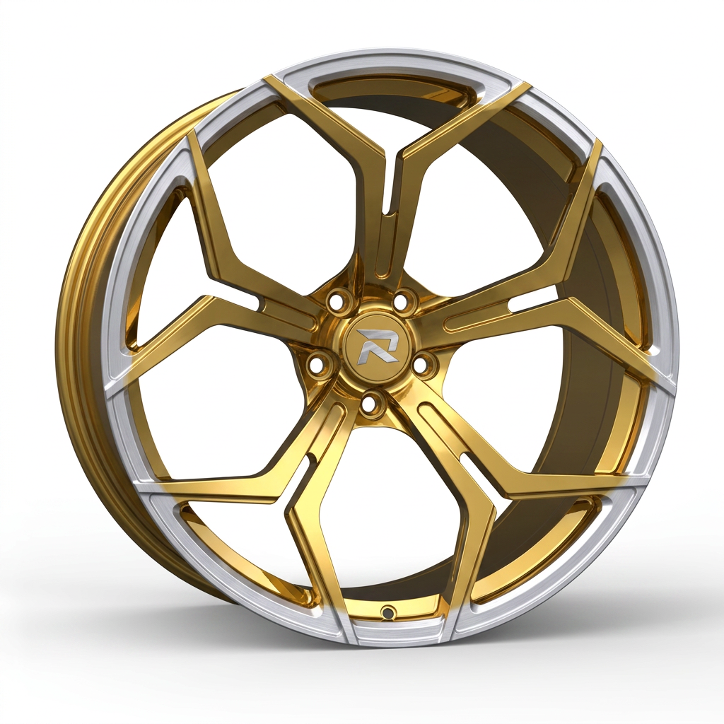 RZR CLXXV forged wheel — Gloss Gold / Machined Lip