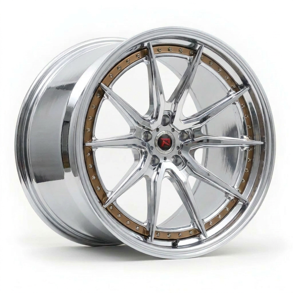 RZR XXIX forged wheel — Full Polished Chrome / Bronze Ring