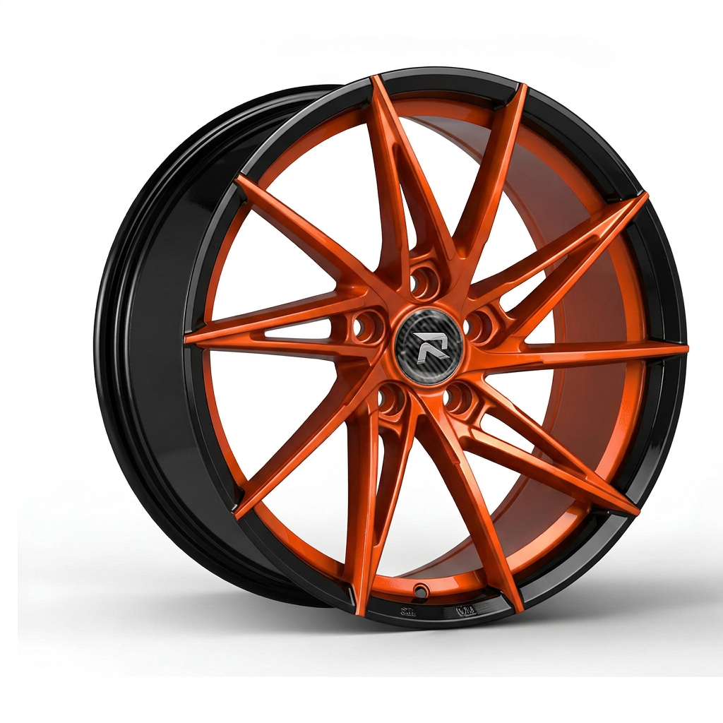 RZR CLXXXI forged wheel — Candy Orange / Gloss Black Lip