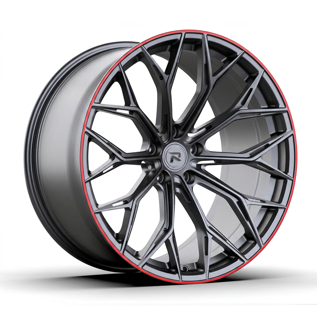 RZR CLI forged wheel — Gunmetal / Red Pinstripe