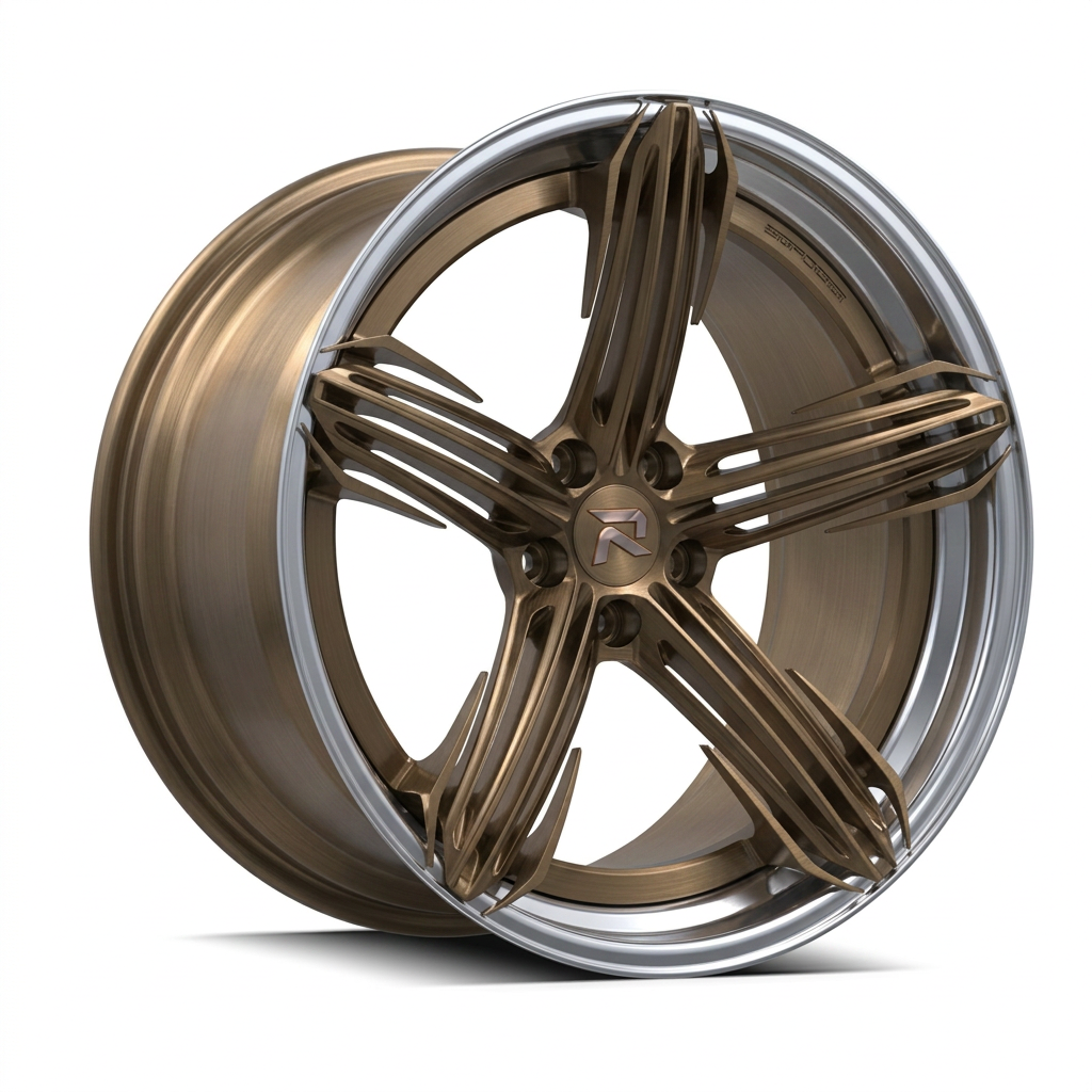 RZR CIV forged wheel — Brushed Bronze / Polished Lip