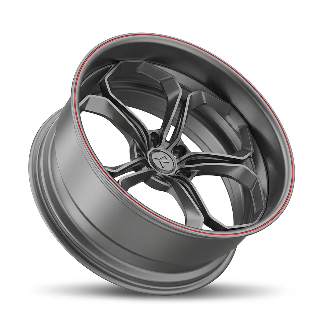 RZR LXIV forged wheel — Gunmetal / Red Pinstripe
