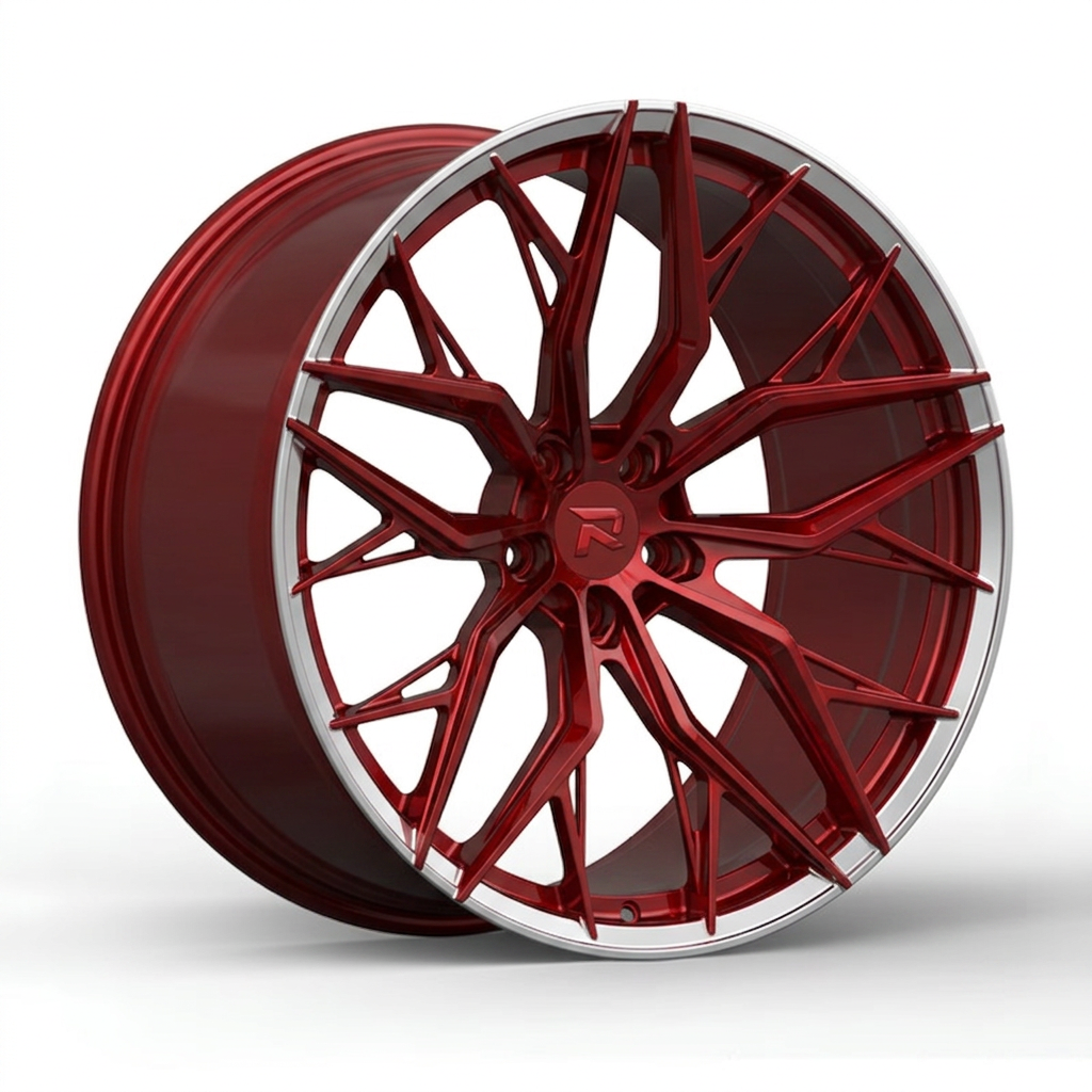 RZR CLXV forged wheel — Candy Red / Polished Lip