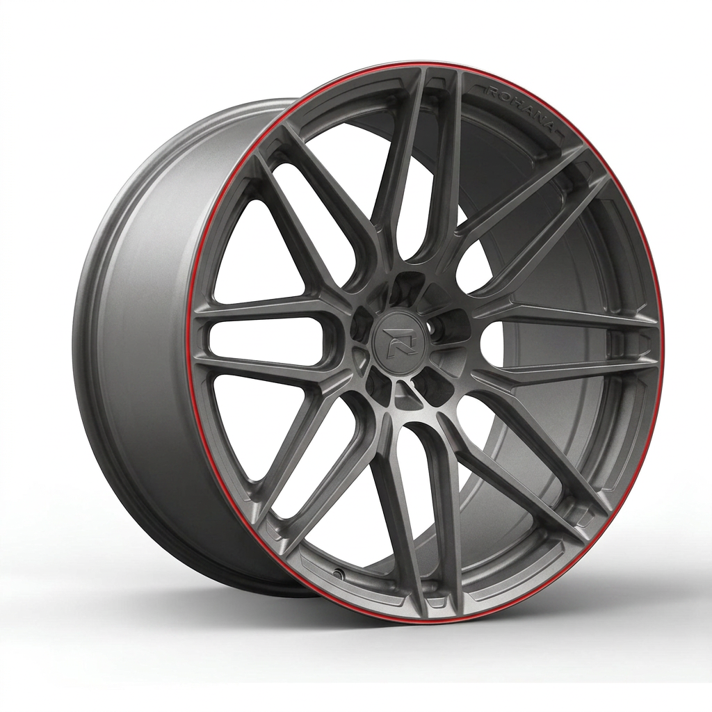 RZR CXVIII forged wheel — Gunmetal / Red Pinstripe